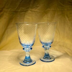 Vintage glass blue swirl goblet.